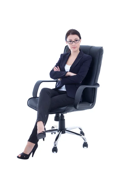 Young beautiful business woman sitting on the chair isolated on — Stock Photo, Image