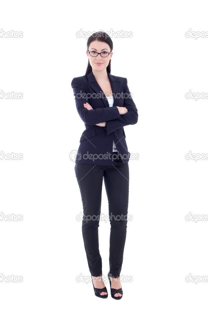young attractive business woman isolated on white