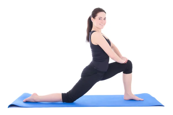 Young fitness woman stretching isolated on white — Stock Photo, Image