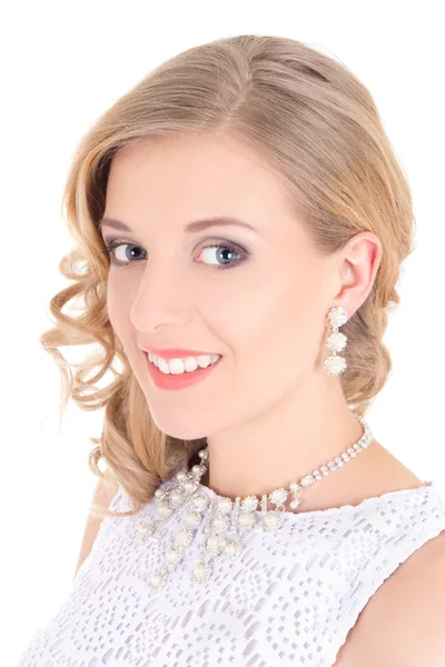 Portrait of young beautiful bride over white — Stock Photo, Image