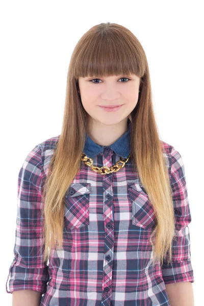 Elszigetelt fehér vonzó tizenéves lány portréja — Stock Fotó