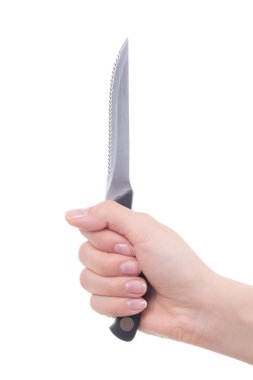 Elinde bıçakla üzerine beyaz izole el