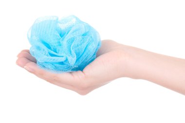 beyaz izole kadın elinde mavi perisi