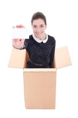 Kartvizit gösterilen ve karton b, daimi bir iş kadını