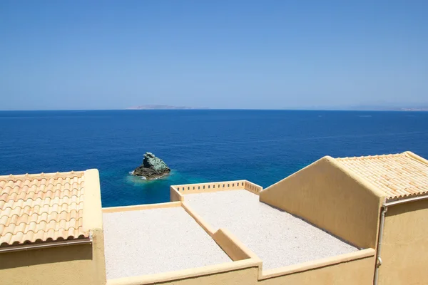 Terrace with sea view on Crete island — Stock Photo, Image