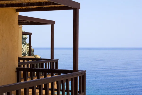Balcony with sea view on Crete island in Greece — Stock Photo, Image