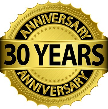 30 yıl yıldönümü goldhn etiketi ile kurdele, vektör çizim