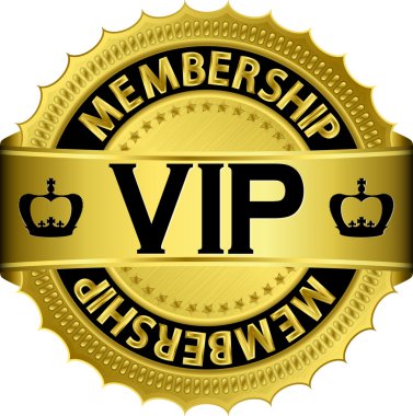 Vip altın etiketi ile kurdele, vektör çizim