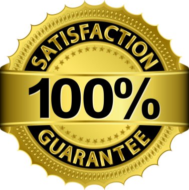 100 percent satisfaction guarantee golden sign with ribbon, vector illustration clipart