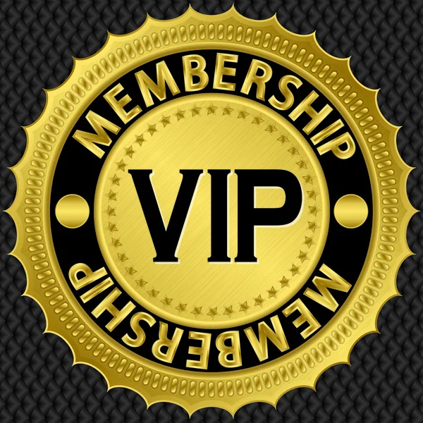 VIP-gouden label met lint, vectorillustratie — Stockvector