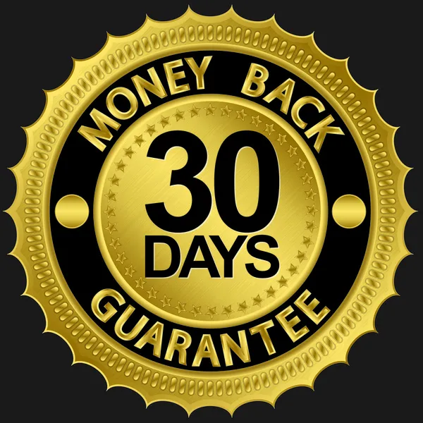 30 dagar pengarna tillbaka garanti gyllene tecken, vektor illustration — Stock vektor