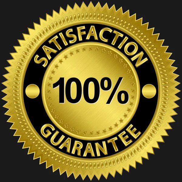100 por ciento garantía de satisfacción signo de oro con cinta, ilustración vectorial — Vector de stock