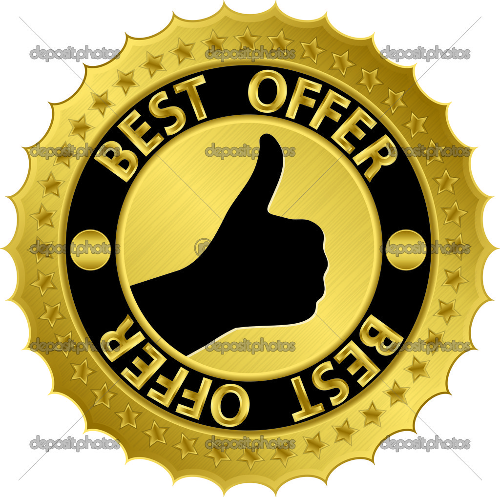 Best offer golden label, vector illustration