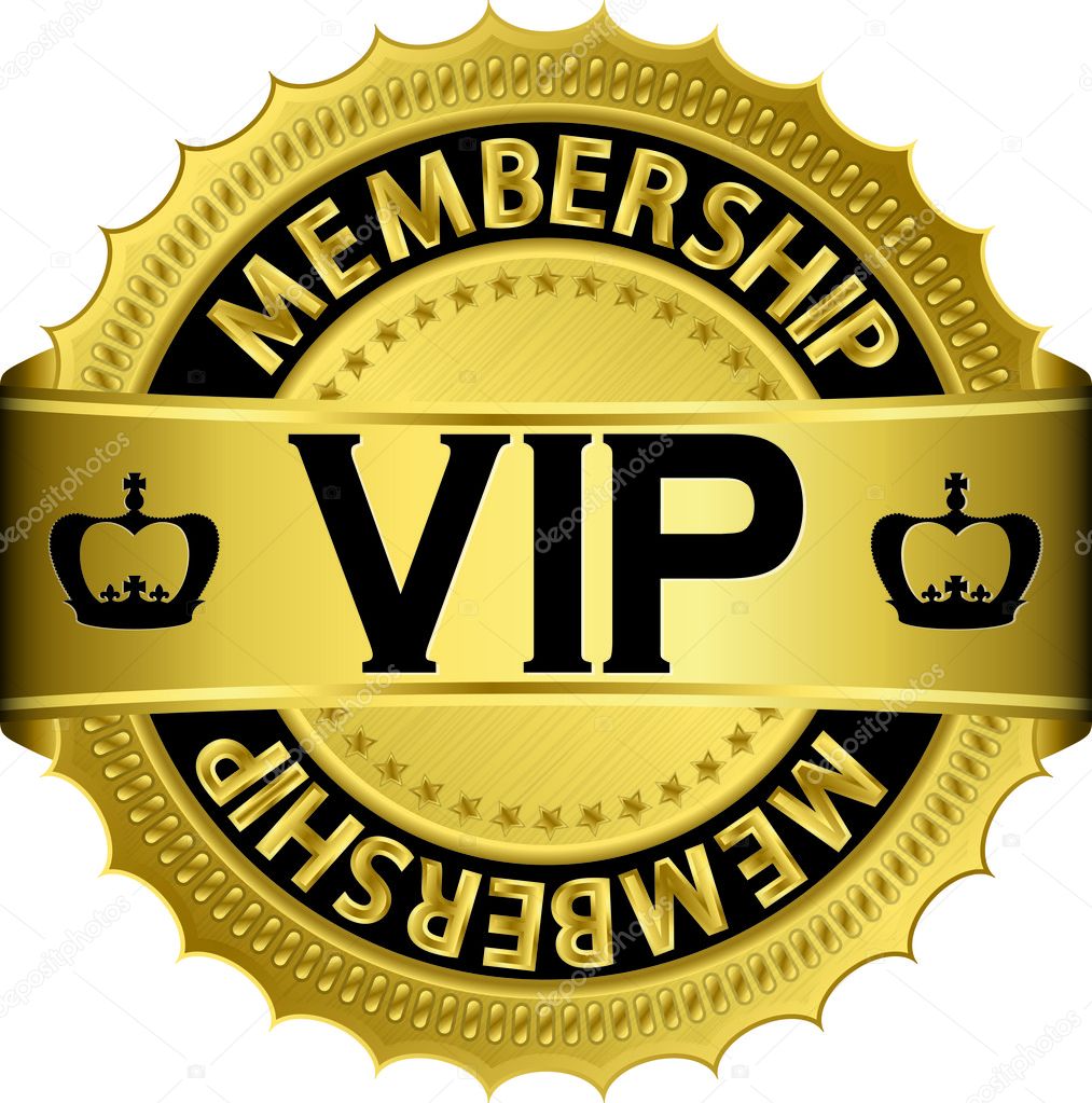 Vip golden label with ribbon, vector illustration