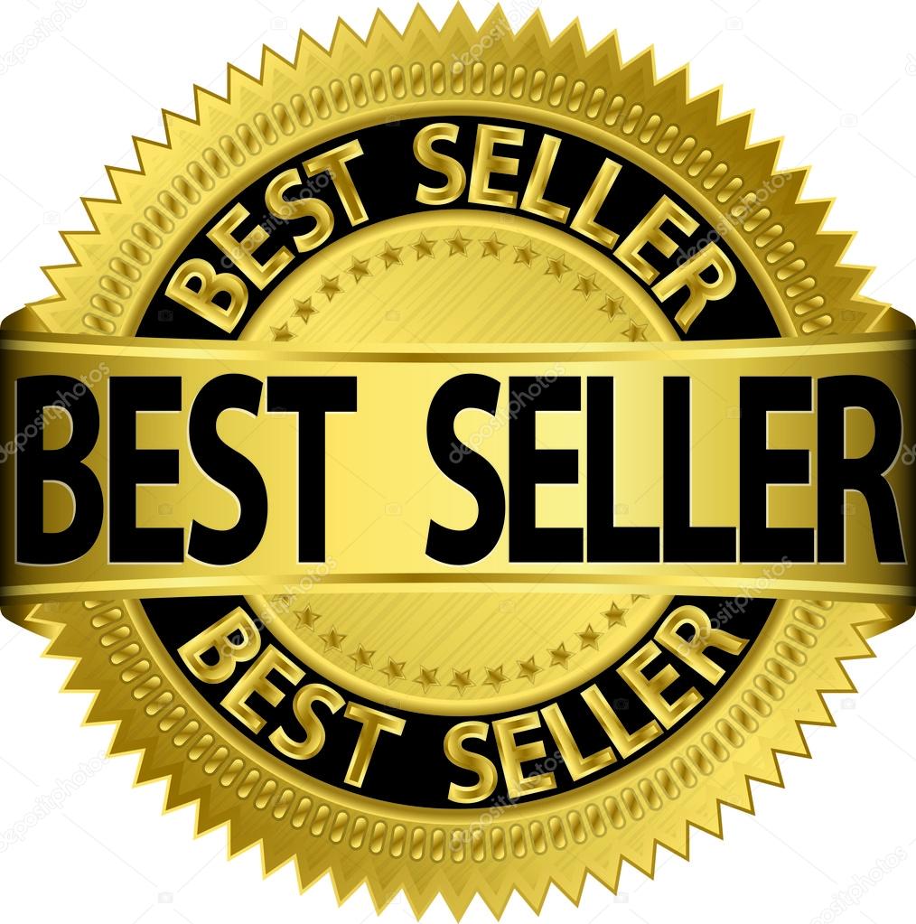 Best seller golden label, vector illustration Stock Vector by