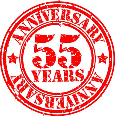 Grunge 55 years happy birthday rubber stamp illustration