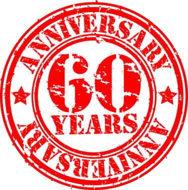 Grunge 60 years happy birthday rubber stamp illustration