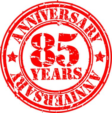 Grunge 85 years happy birthday rubber stamp illustration