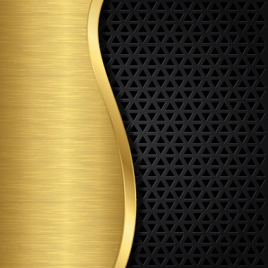 Abstract golden background with metallic speaker grill, vector illustration clipart