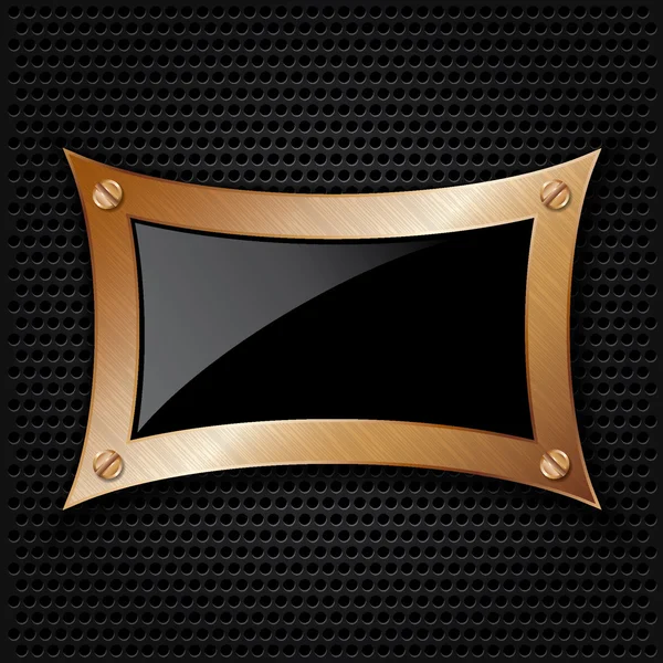 Bronzen textuur frame met schroeven, vectorillustratie — Stockvector