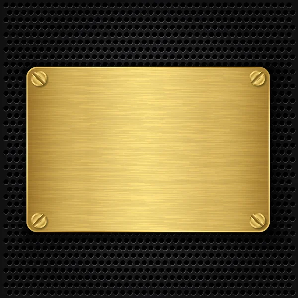 Golden texture plate with screws, vector illustration — Stock Vector