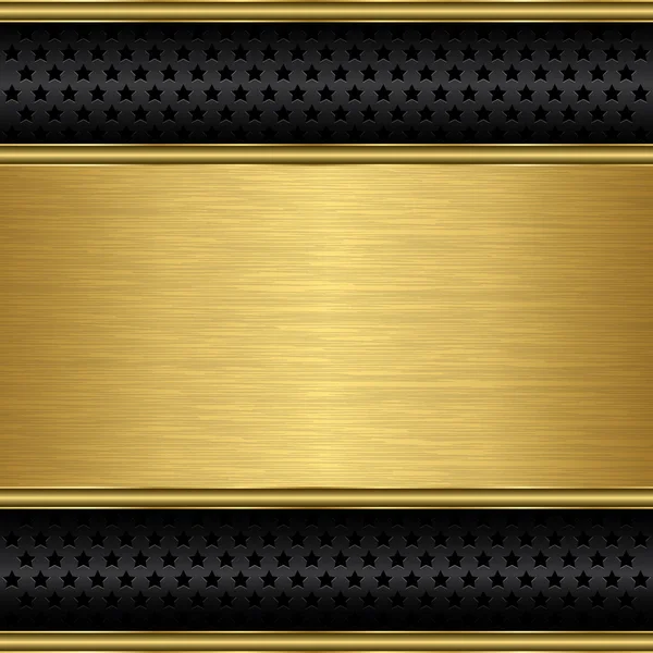 Abstrakter goldener Hintergrund mit metallischem Lautsprechergrill, Vektorillustration — Stockvektor