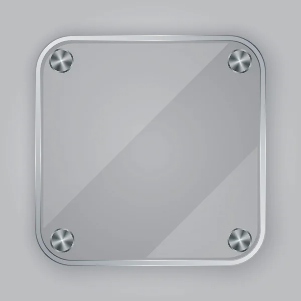 Ícone de aplicativo de vidro com parafusos de prata, ilustração vetorial — Vetor de Stock