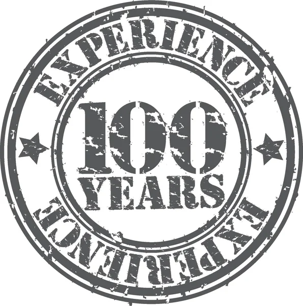 Grunge 100 años de experiencia sello de goma, ilustración vectorial — Archivo Imágenes Vectoriales