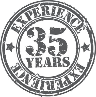 Grunge 35 yıllık deneyimi pencere boyutu, vektör çizim