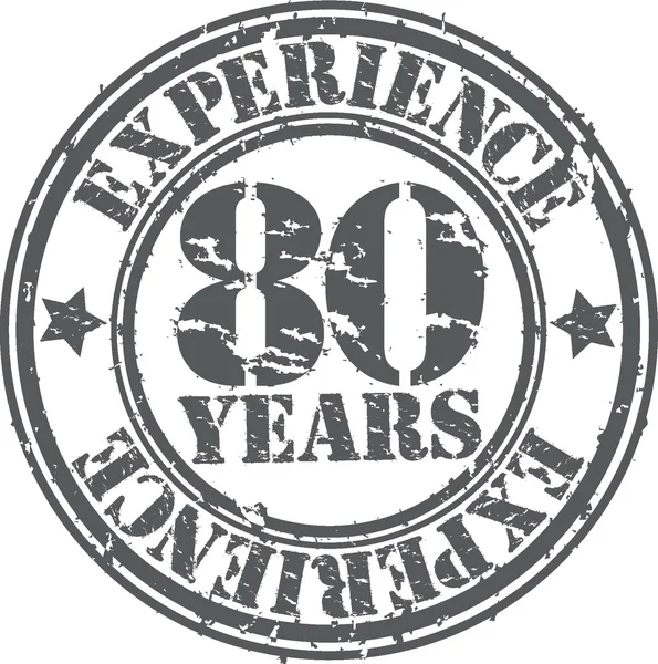 Grunge 80 años de experiencia sello de goma, ilustración vectorial — Vector de stock