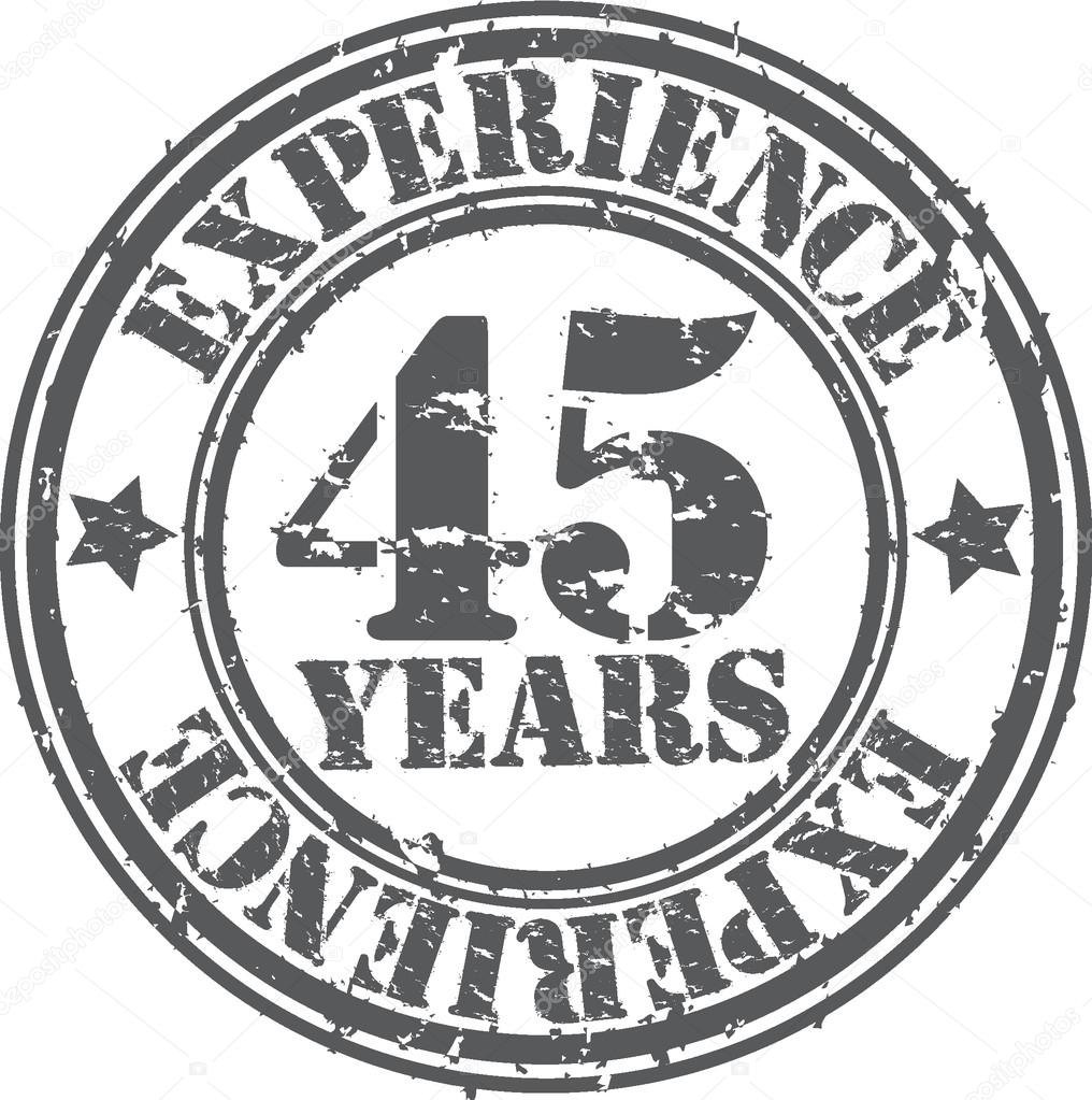 Grunge 45 years of experience rubber stamp, vector illustration