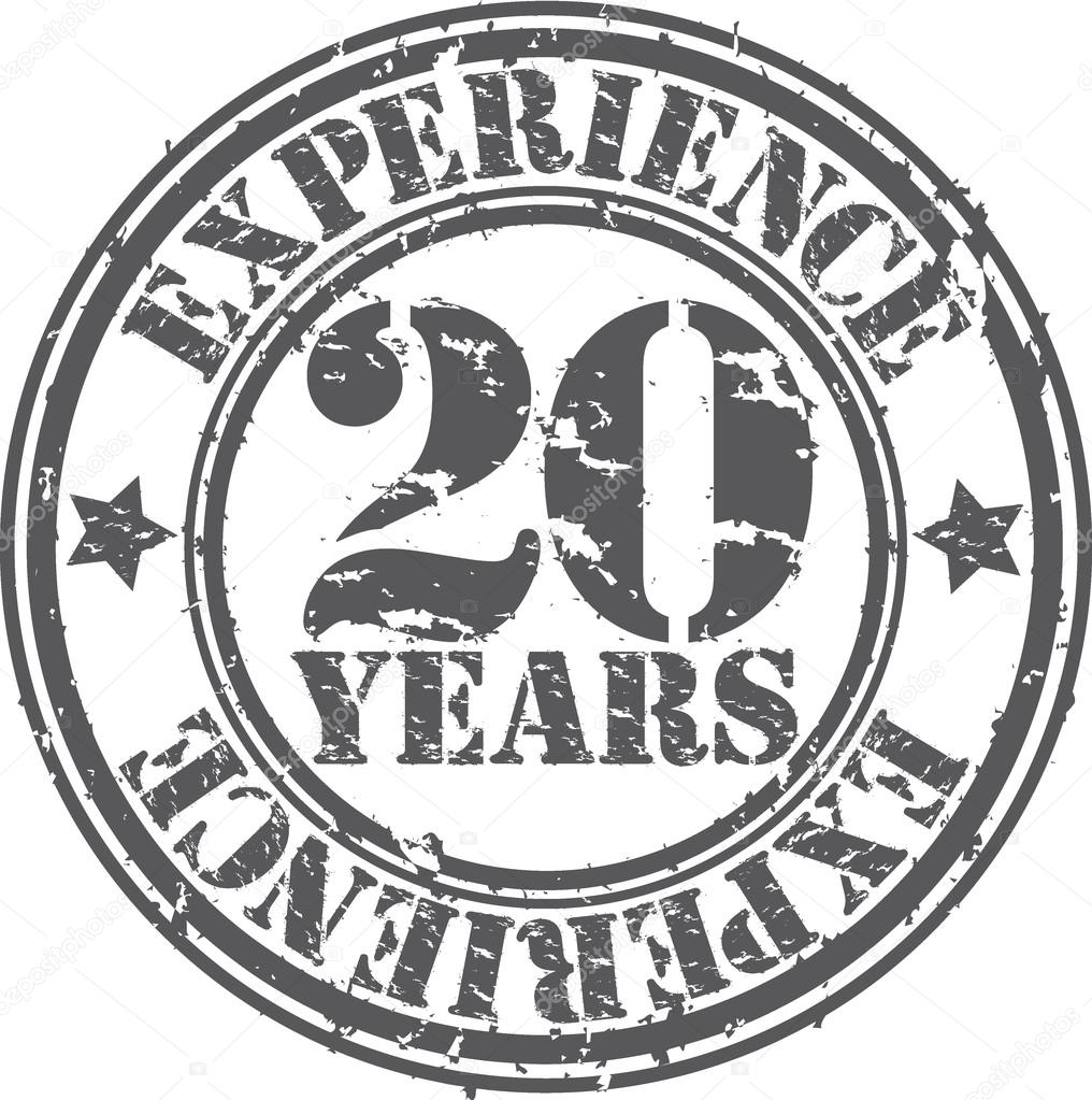 Grunge 20 years of experience rubber stamp, vector illustration