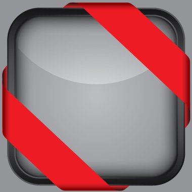 siyah boş app simgesi kırmızı kurdele, vektör çizim ile