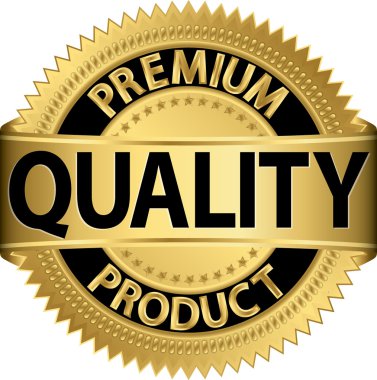 Premium kalite ürün altın etiketi, vektör çizim