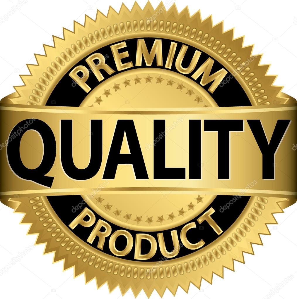 Premium quality product golden label, vector illustration