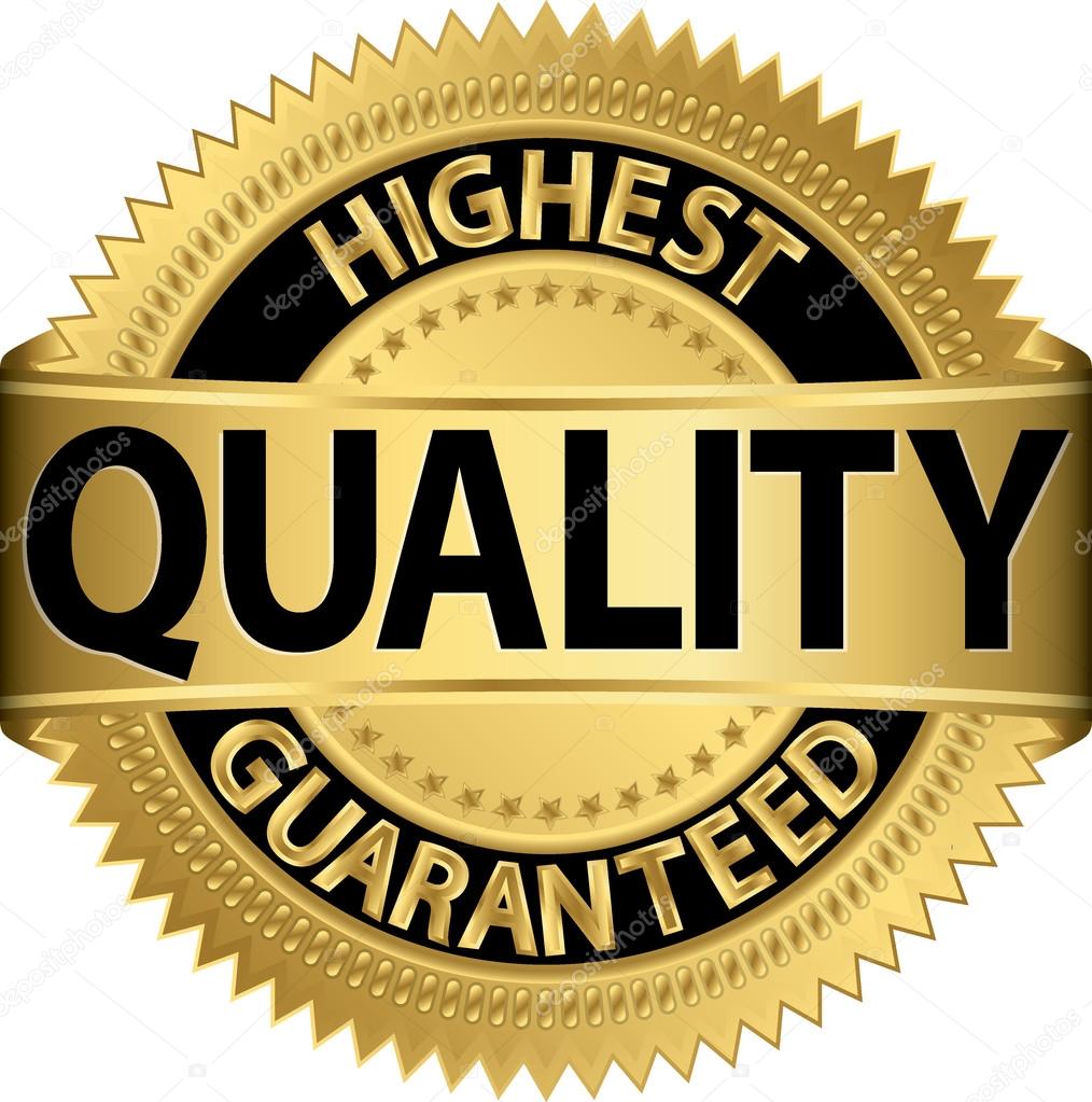 Highest quality guaranteed golden label, vector illustration