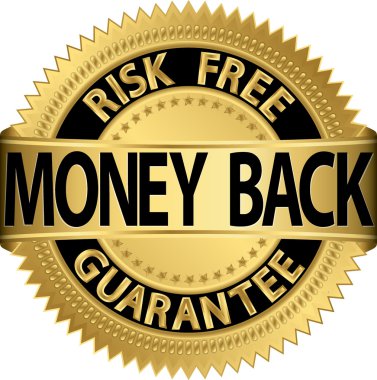 Money back guarantee golden label, vector illustration clipart