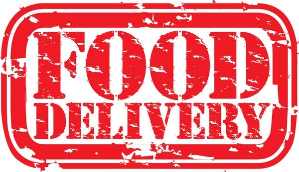 Grunge entrega de alimentos sello de goma, vector de ilustración — Archivo Imágenes Vectoriales