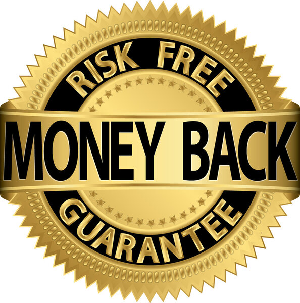 Money back guarantee golden label, vector illustration