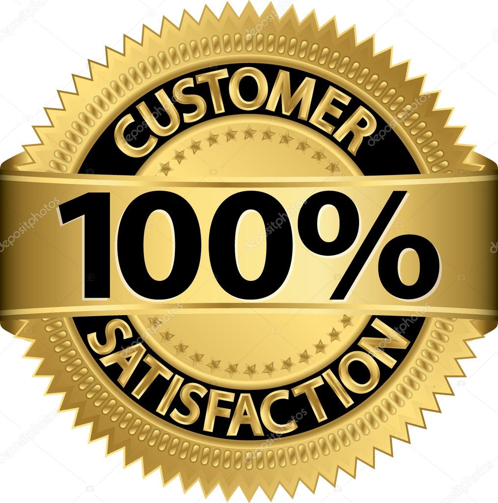 Customer 100 percent satisfaction golden label, vector illustration