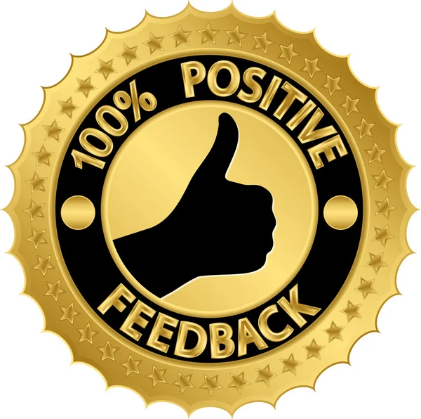 100% di feedback positivi etichetta dorata, illustrazione vettoriale — Vettoriale Stock