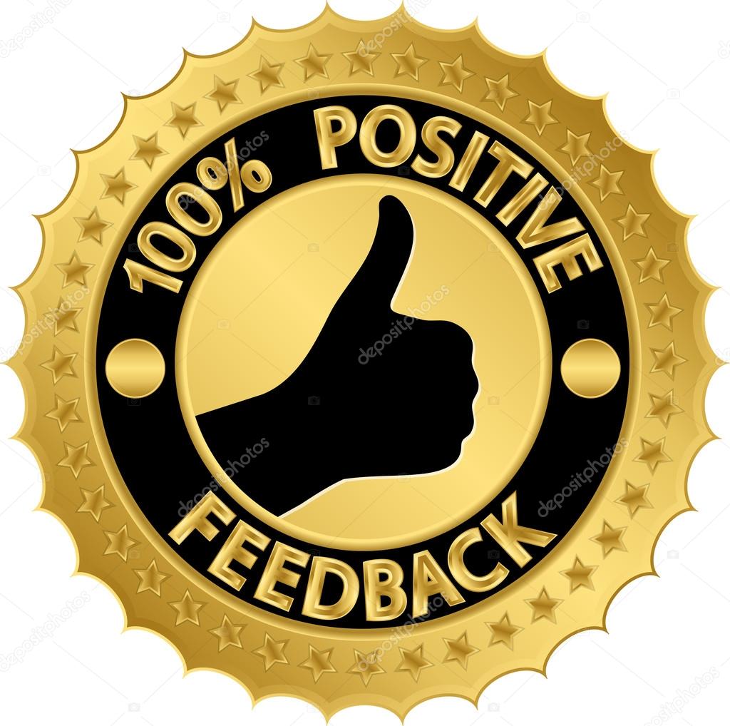 100 percent positive feedback golden label, vector illustration
