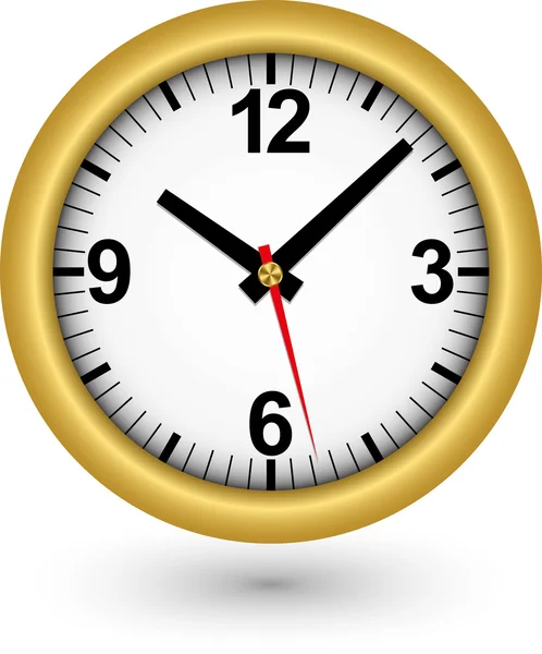 Gold clock icon, vector illustration — Stock Vector
