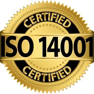 ISO 14001 sertifikalı altın etiket, vektör çizim