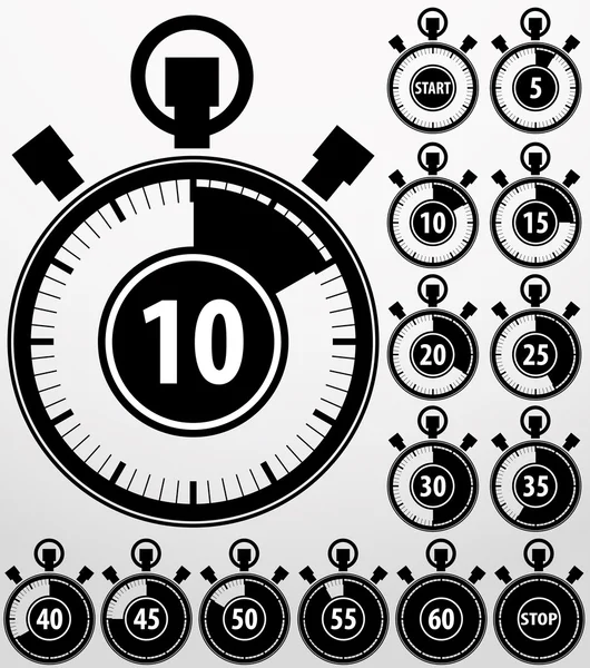 Analoge timer iconen set, vectorillustratie — Stockvector