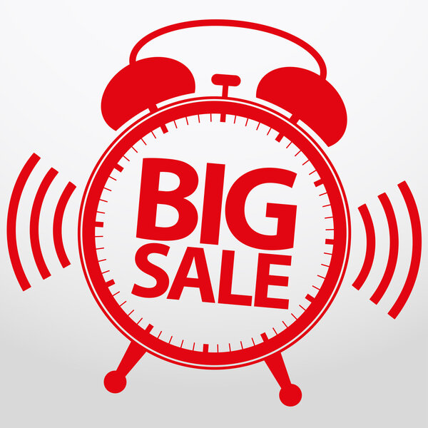Большие продажи будильник, векторная иллюстрация
