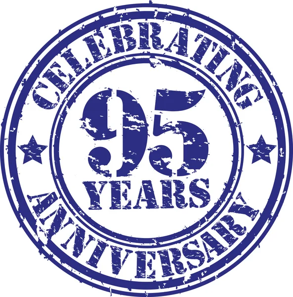 Celebrating 95 years anniversary grunge rubber stamp, vector illustration — Stock Vector