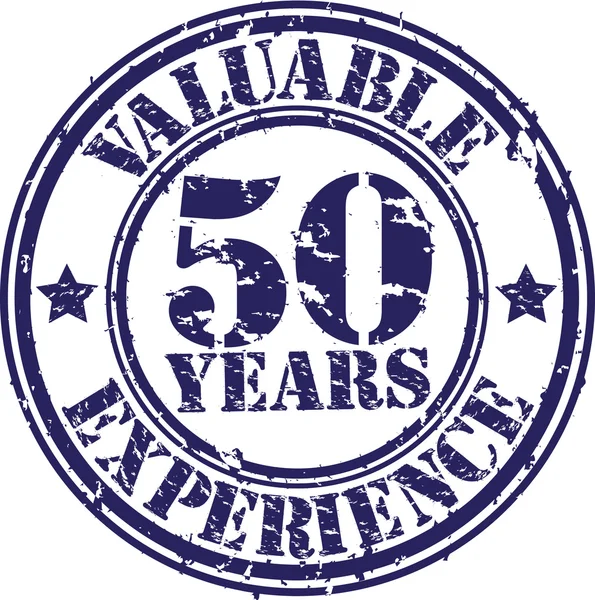 Valiosos 50 anos de experiência em carimbo de borracha, ilustração vetorial — Vetor de Stock