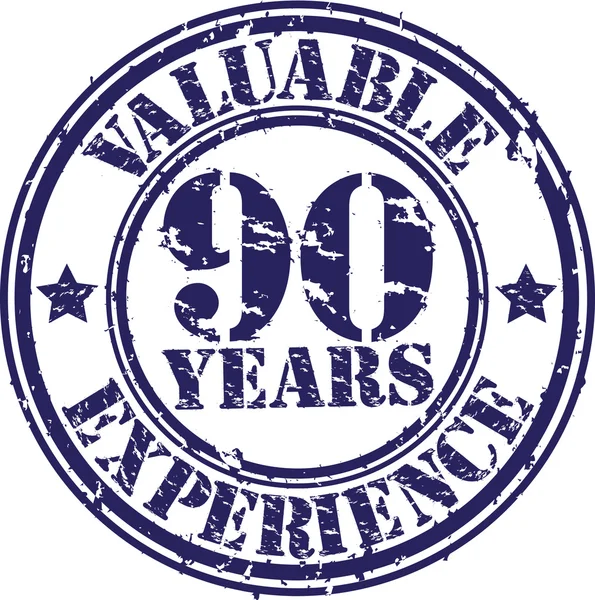 Valuable 90 years of experience rubber stamp, vector illustration — Stock Vector