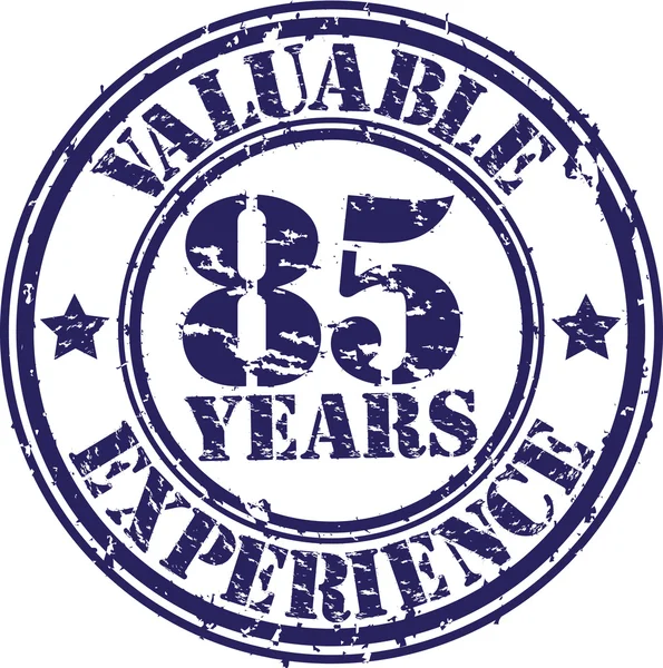 Valiosos 85 años de experiencia sello de goma, ilustración vectorial — Vector de stock